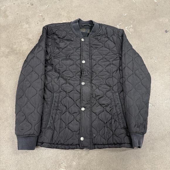 Abercrombie & Fitch Other - ABERCROMBIE & FITCH QUILTED ARMY MILITARY SNAP BOMBER JACKET BLACK MENS XS